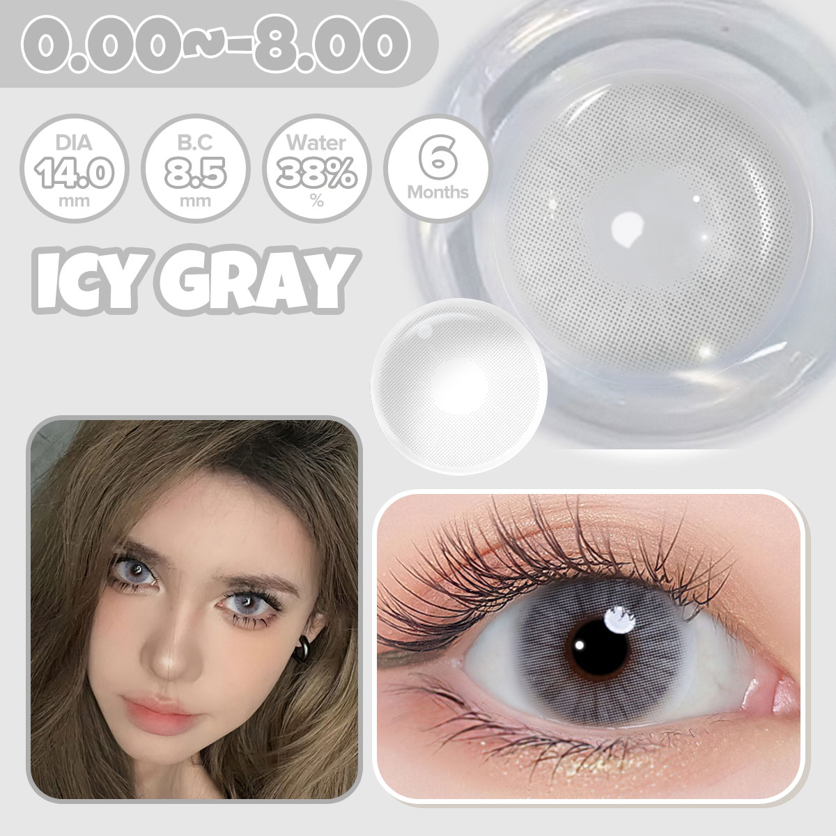 Icy Gray Colored Contact Lens
