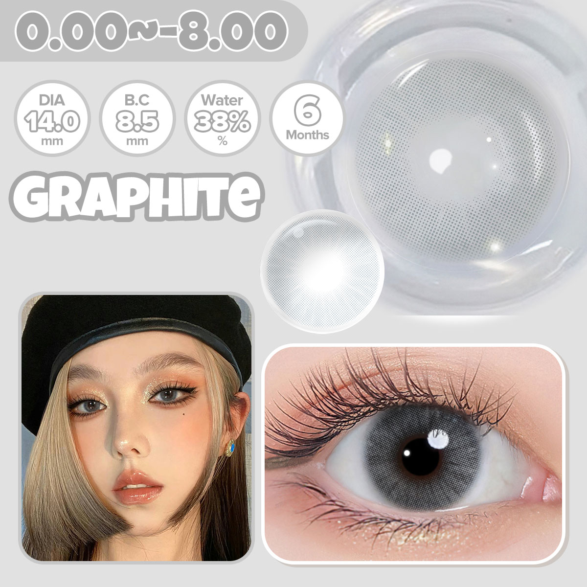 Graphite Colored Contact Lens