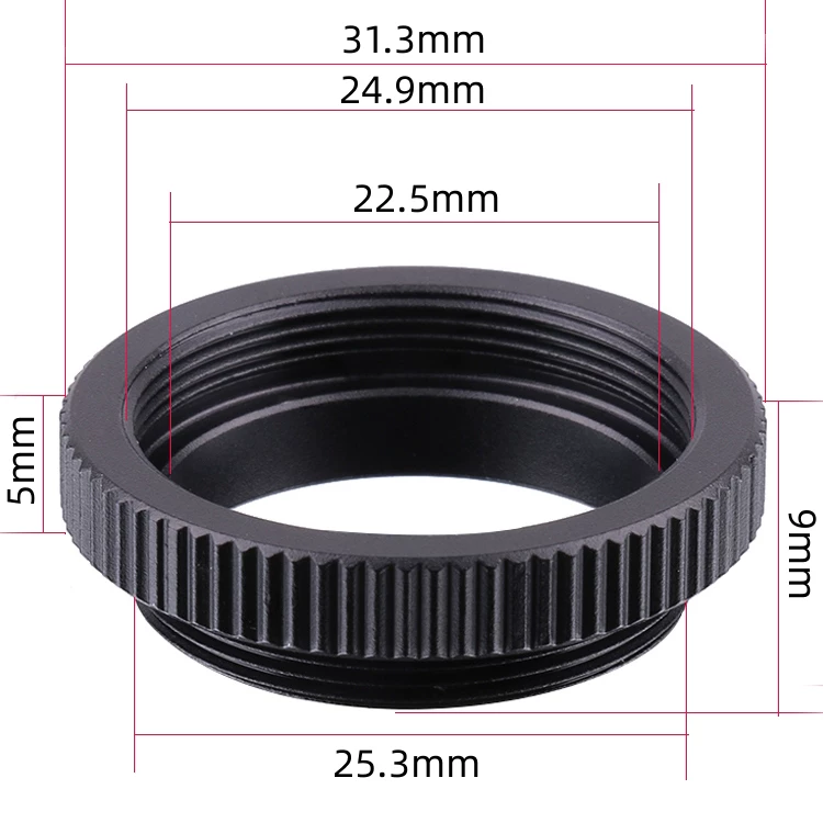 China Manufacturer Aluminum 5.0mm C-Mount CS-Mount Lens Adapter Ring for Industrial Camera FotoHigh Brand Aluminum Alloy CNC