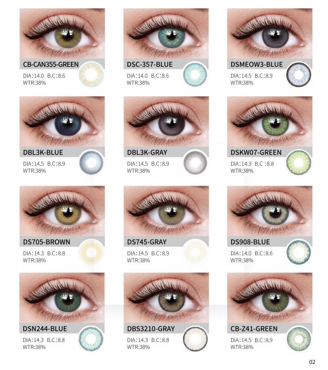 Fashion Style Natural Blue Soft Contact Lenses Cosmetic OEM ODM Wholesale 14.5mm 38% Water Content ISO 13485 Certified