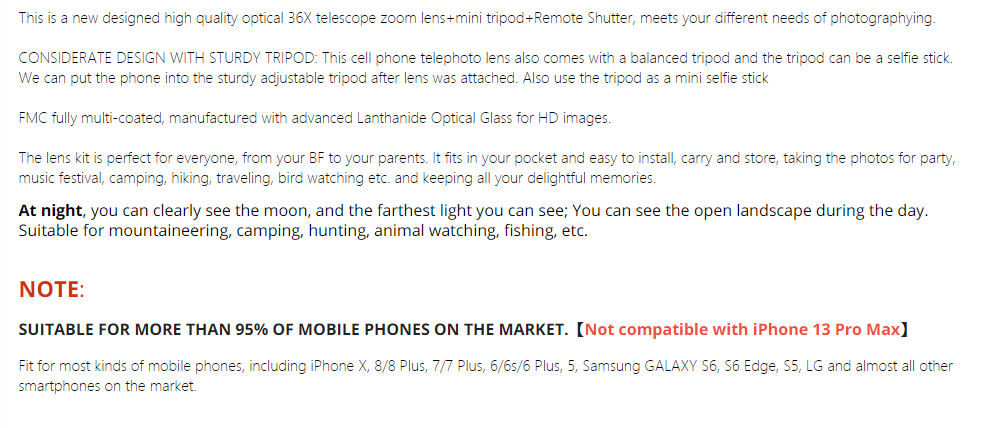 36X telephoto lens feature 3